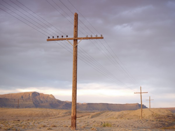 USA, Utah, Desert landscape with power lines. Photo: John Kelly