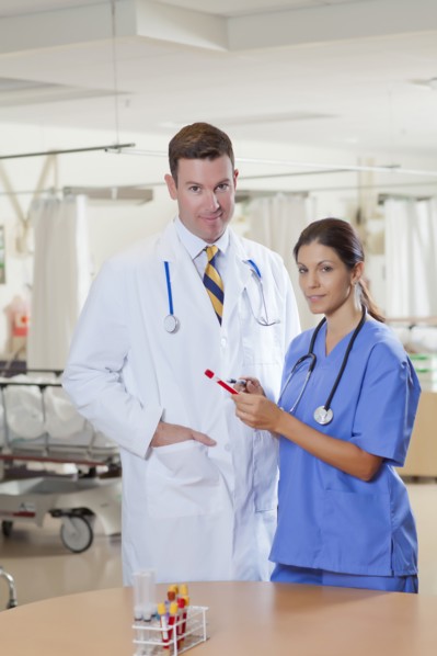 Female and male doctors in hospital. Photo : db2stock