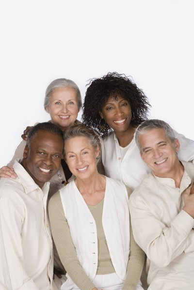 Studio portrait of senior friends. Photo : Rob Lewine