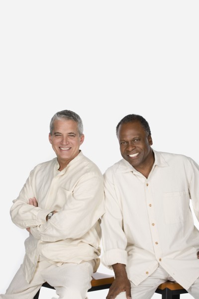 Studio portrait of two mature men. Photo : Rob Lewine