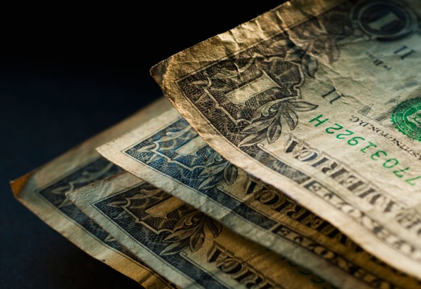 Studio shot of old dollar notes.