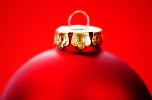 Close-up of Christmas ball, studio shot.