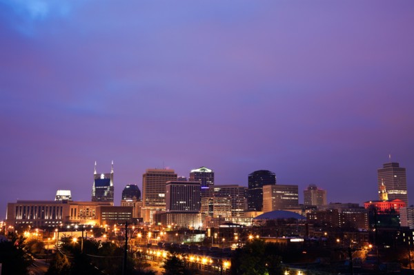 USA, Tennessee, Nashville, Panoramic cityscape at night. Photo : Henryk Sadura