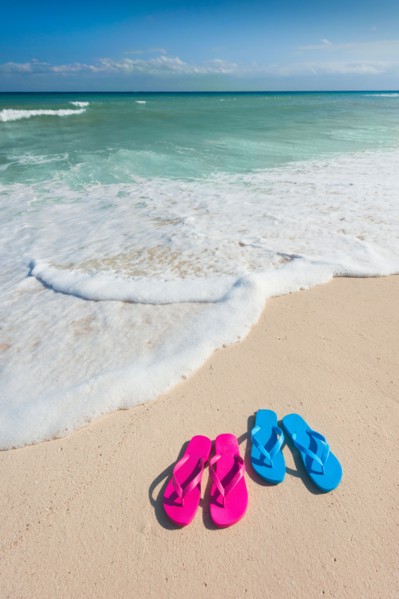 Sandals on beach.