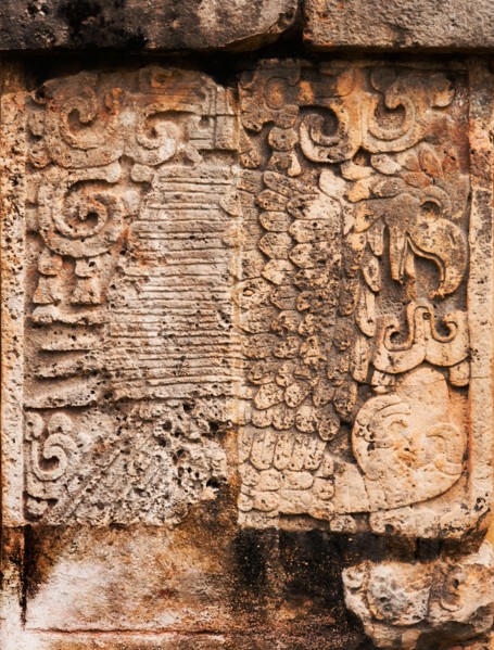 Mexico, Yucatan, Chichen Itza. Mayan carvings.