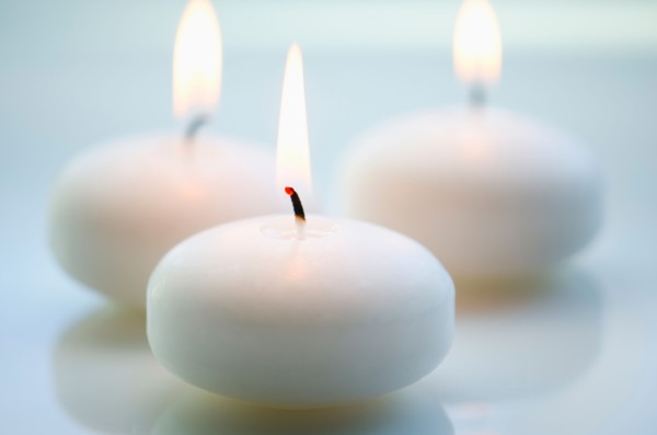 Close-up of white candles.