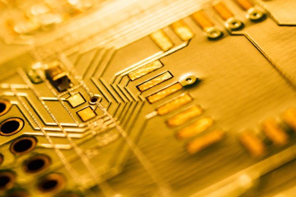 Studio shot of computer chip.
