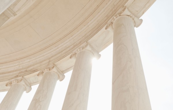USA, Washington DC. Jefferson Memorial, Close up of columns.