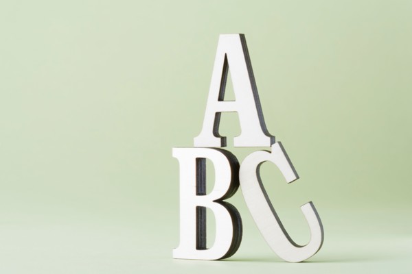 Studio shot of letters A B C. Photo : Kristin Lee