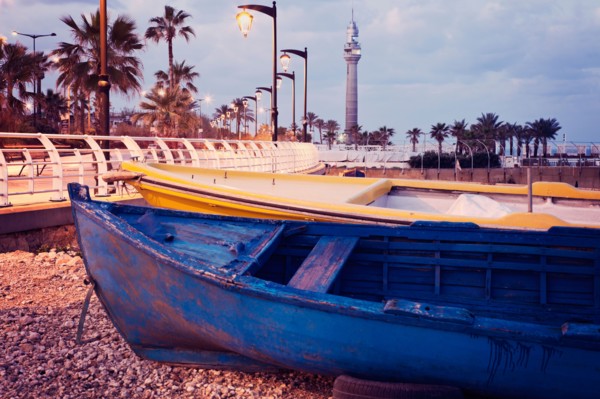 Lebanon, Beirut. Small boats on beach. Photo : Henryk Sadura