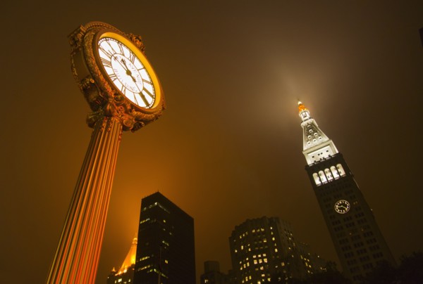 USA, New York City, Clock at Madison SQ Park.