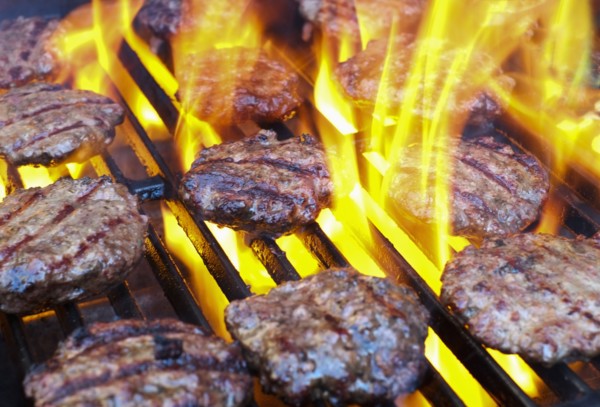 Hamburgers on bbq.