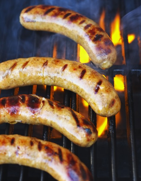 Sausages on bbq.