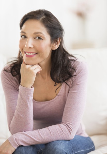 Portrait of smiling woman.