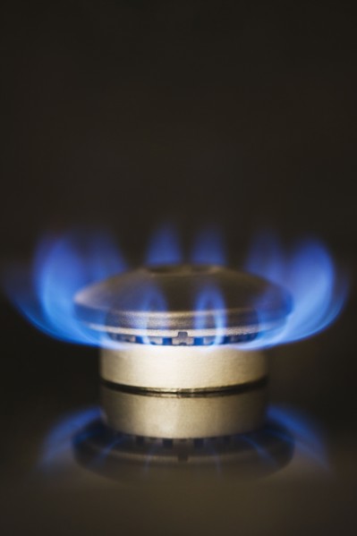 USA, New Jersey, Jersey City, Gas stove burner. 
Photo : Jamie Grill