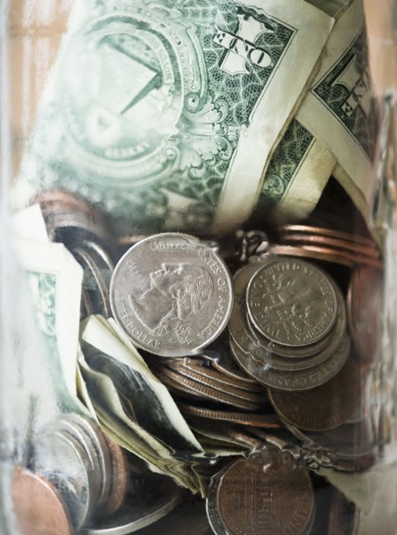 Savings in jar. 
Photo : Jamie Grill