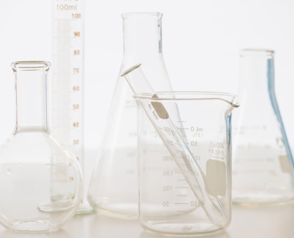Laboratory glassware. 
Photo : Jamie Grill
