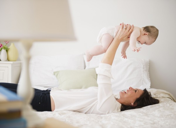 Mother with baby daughter (6-11 months) . 
Photo: Jamie Grill