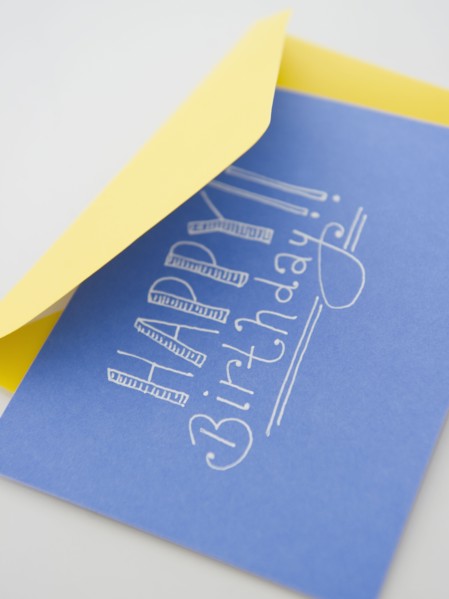Close up of birthday card. 
Photo : Jamie Grill