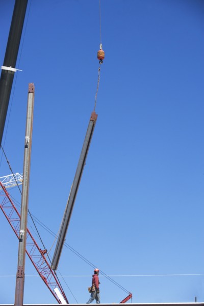 Construction worker on construction frame. 
Photo: fotog