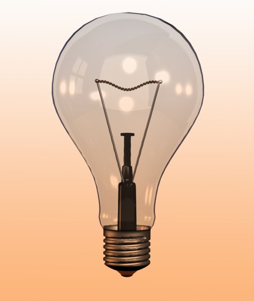 Single "light bulb" on coloured background. 
Photo : Calysta Images