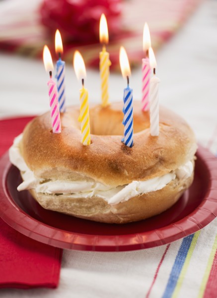 Bagel with candles.