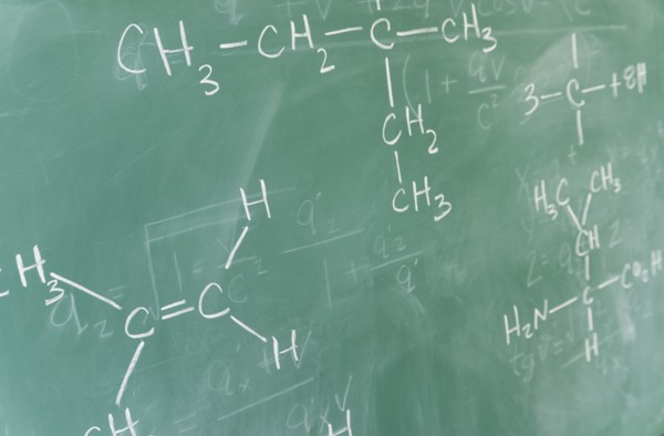 Formulas on blackboard.