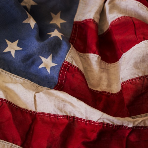 Studio shot of American flag.