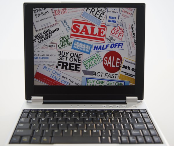 Discount offers displaying on laptop screen. Photo : Jamie Grill