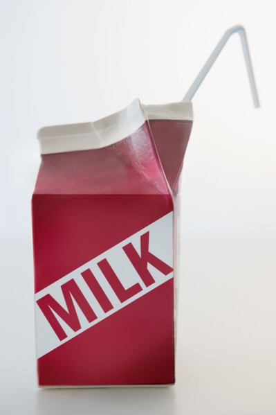 Studio Shot of milk carton. Photo : Jamie Grill