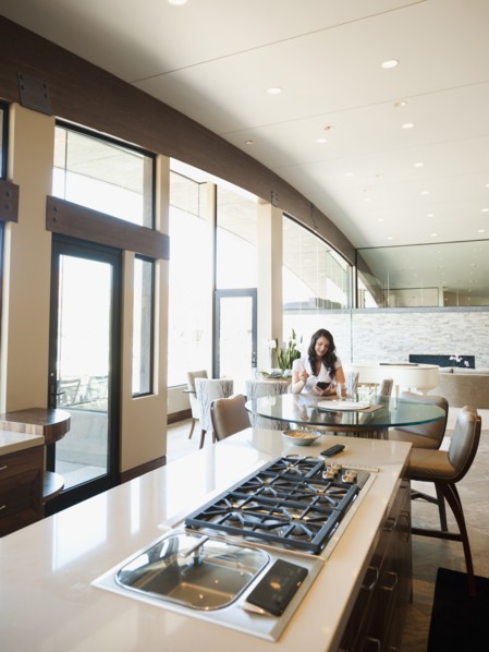 Woman in home interior.