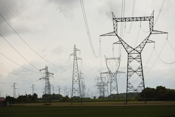 France, Rocroi, Rural landscape with power line. Photo : Mike Kemp
