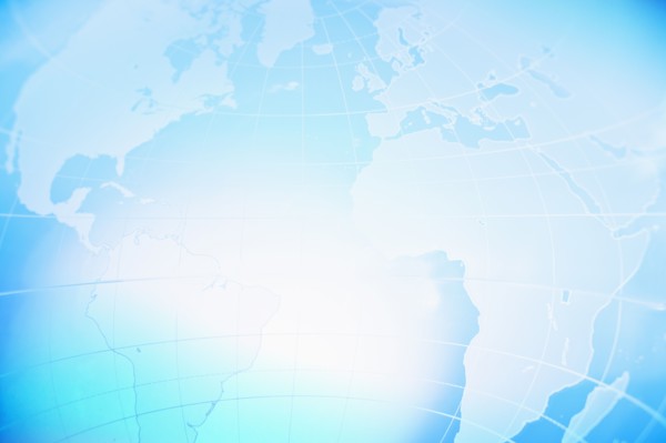 Blue world map, studio shot.