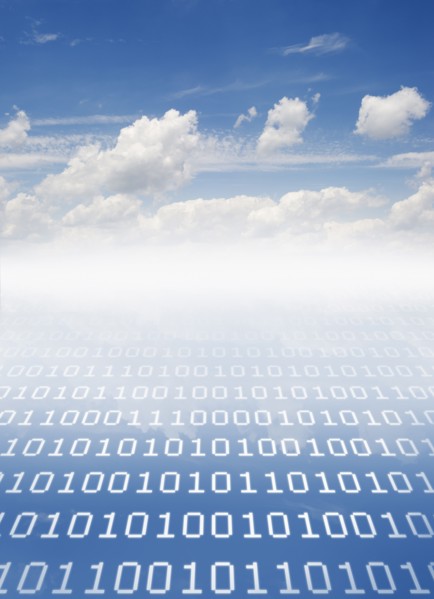 Cloudscape with binary code.