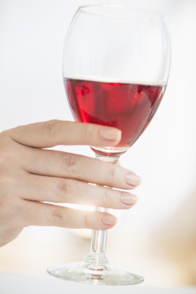 Glass with rose wine.