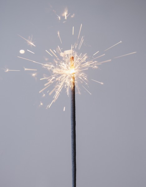 Studio shot of sparkler. Photo : Jamie Grill