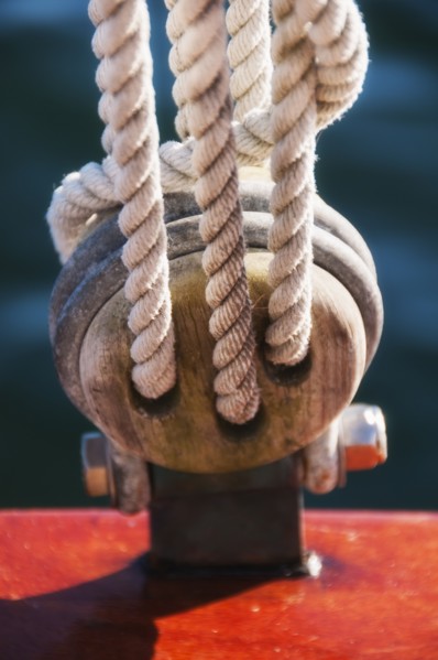 Close-up view of ropes on yacht deck. Photo: Daniel Grill