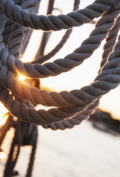 Close-up view of ropes on yacht deck. Photo: Daniel Grill