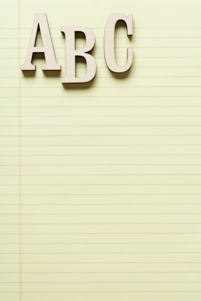 Letters A, B and C on yellow legal pad. Photo: Kristin Duvall
