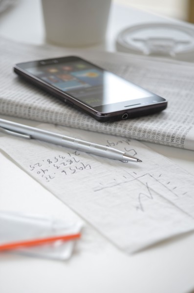 Smartphone with stationery.