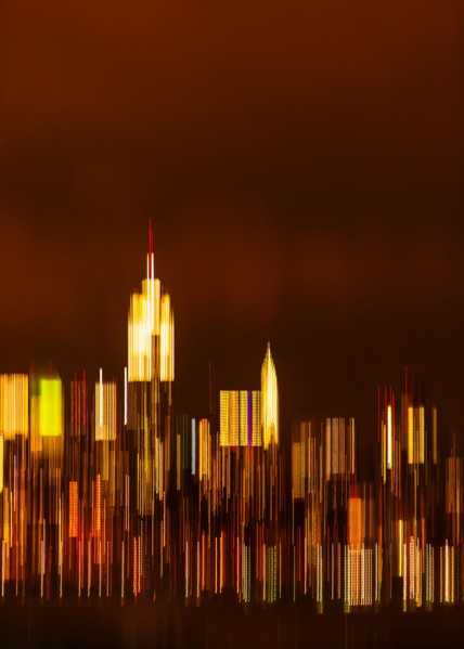 Digitally blurred skyline of Manhattan. New York City, New York.