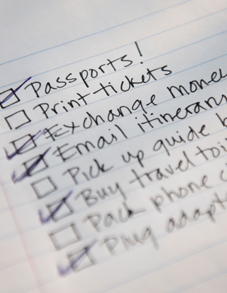 Studio shot of packing list