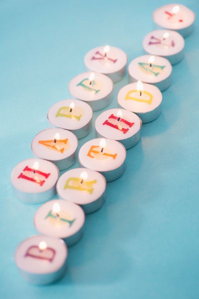 Tea candles with birthday wishes