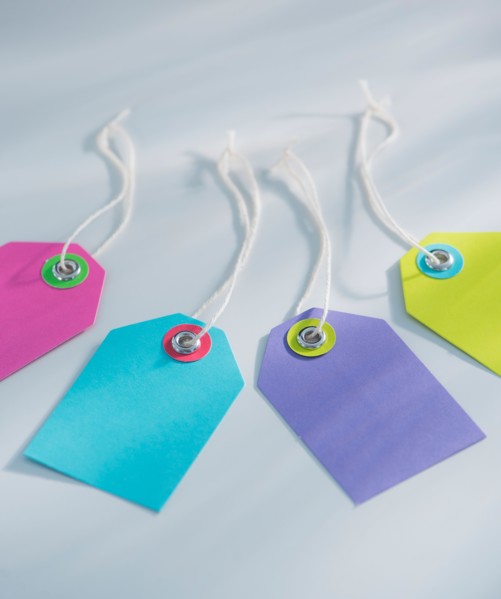 Close up of gift tags with strings