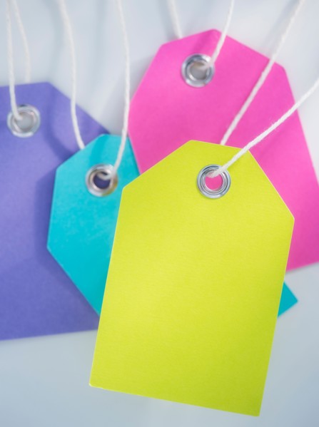 Close up of gift tags with strings