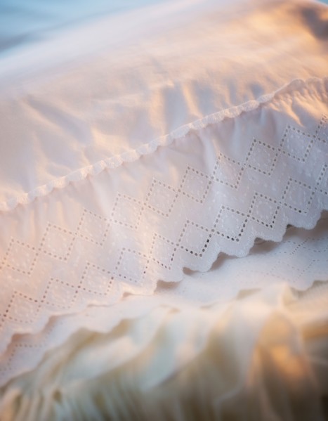 Close up of embroidered pillow