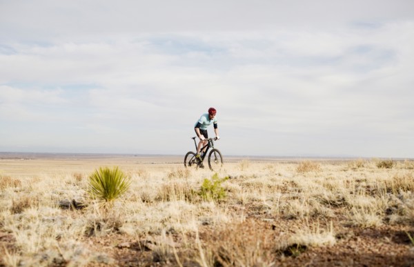 Male mountain biker on trail