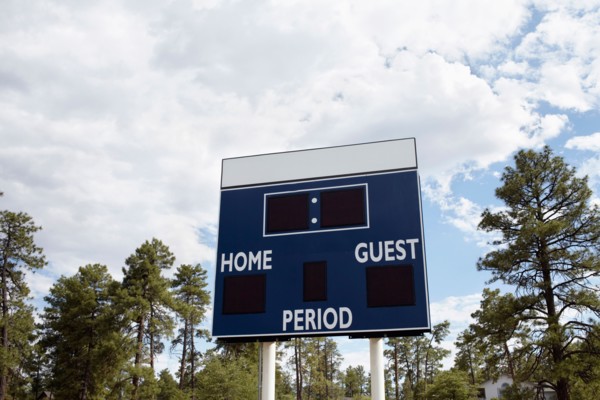 Low angle view of scoreboard
