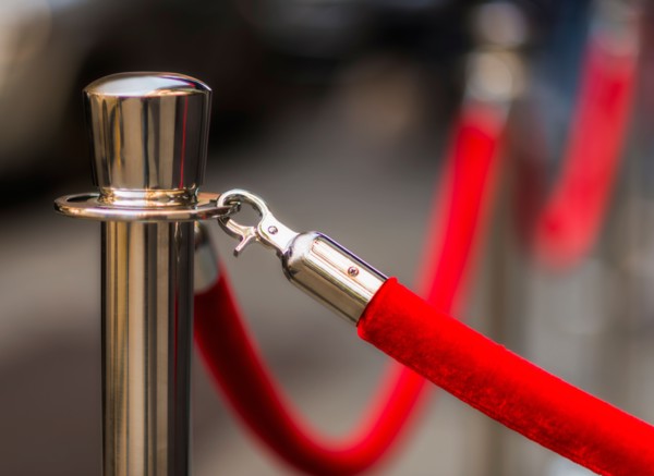 Red rope and stanchion.