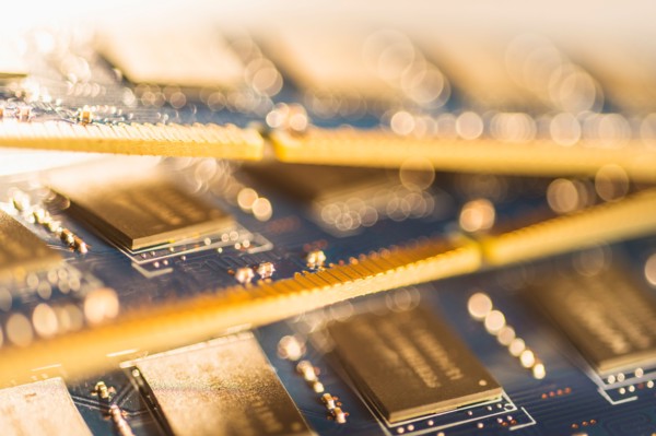 Studio shot of computer chips.